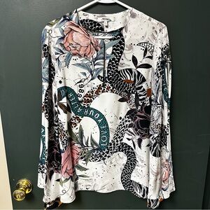 Dorothee Schumacher Silk Blouse Womens M- 3 Floral Fantasy Whimsical Printed Top